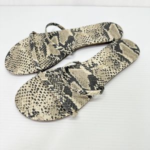 Tkees Womens Gemma Sandals Flat Double Strap Snake Print Leather Size 10 US